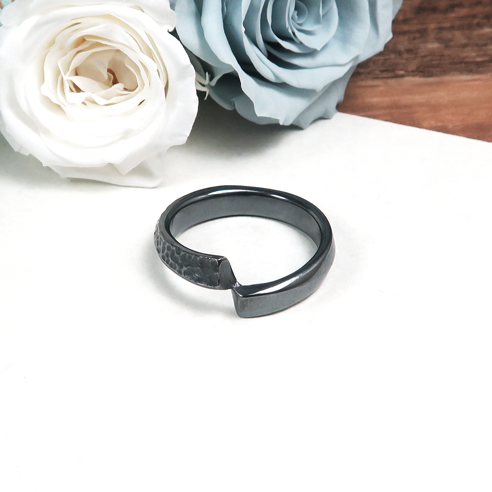 晝夜銀戒〈黑夜〉情侶款 男戒 刻字訂製 925純銀戒指