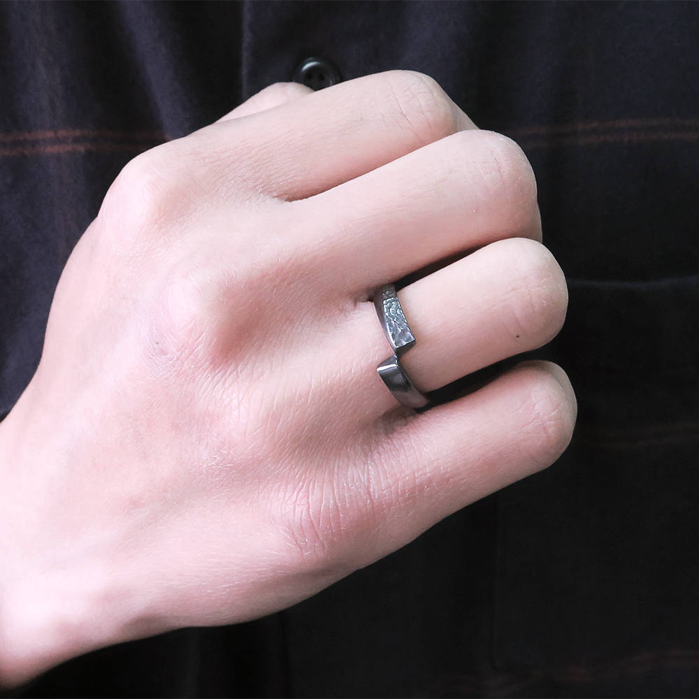 晝夜銀戒〈黑夜〉情侶款 男戒 刻字訂製 925純銀戒指