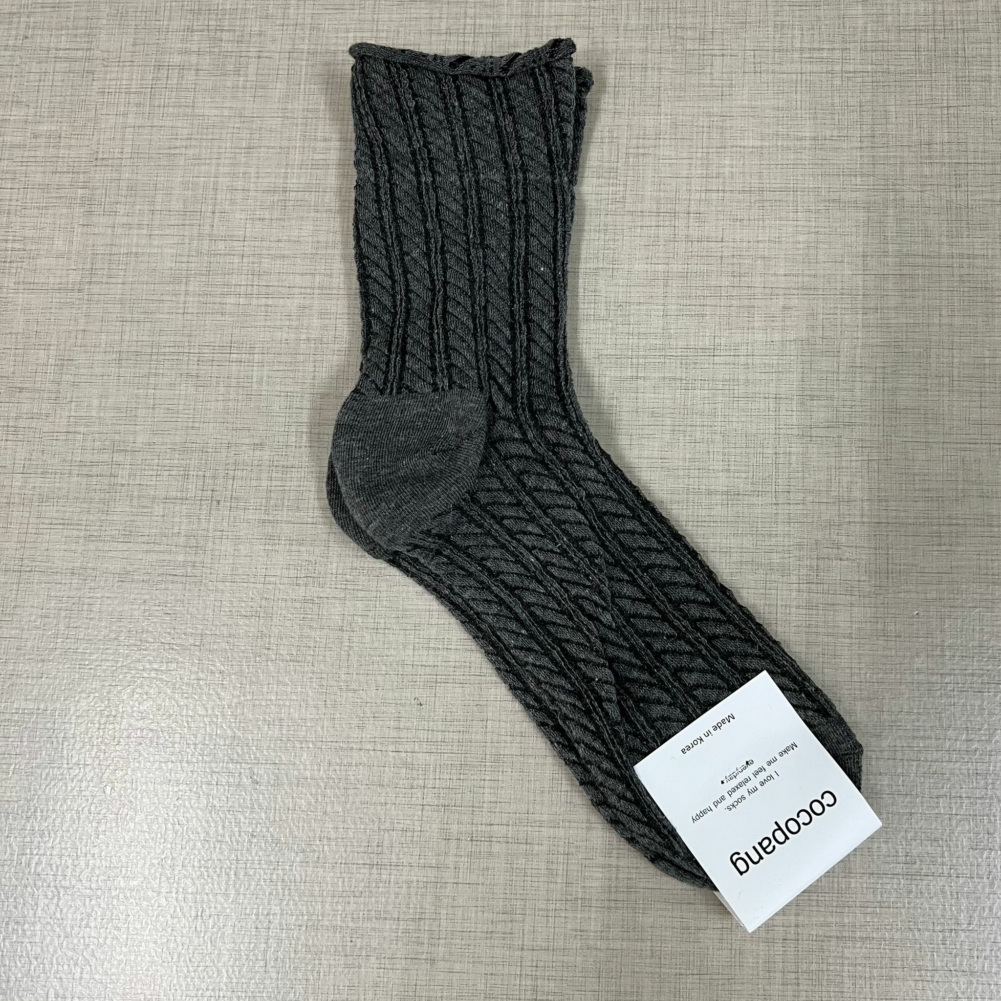 斜紋捲邊淨色襪 AS57