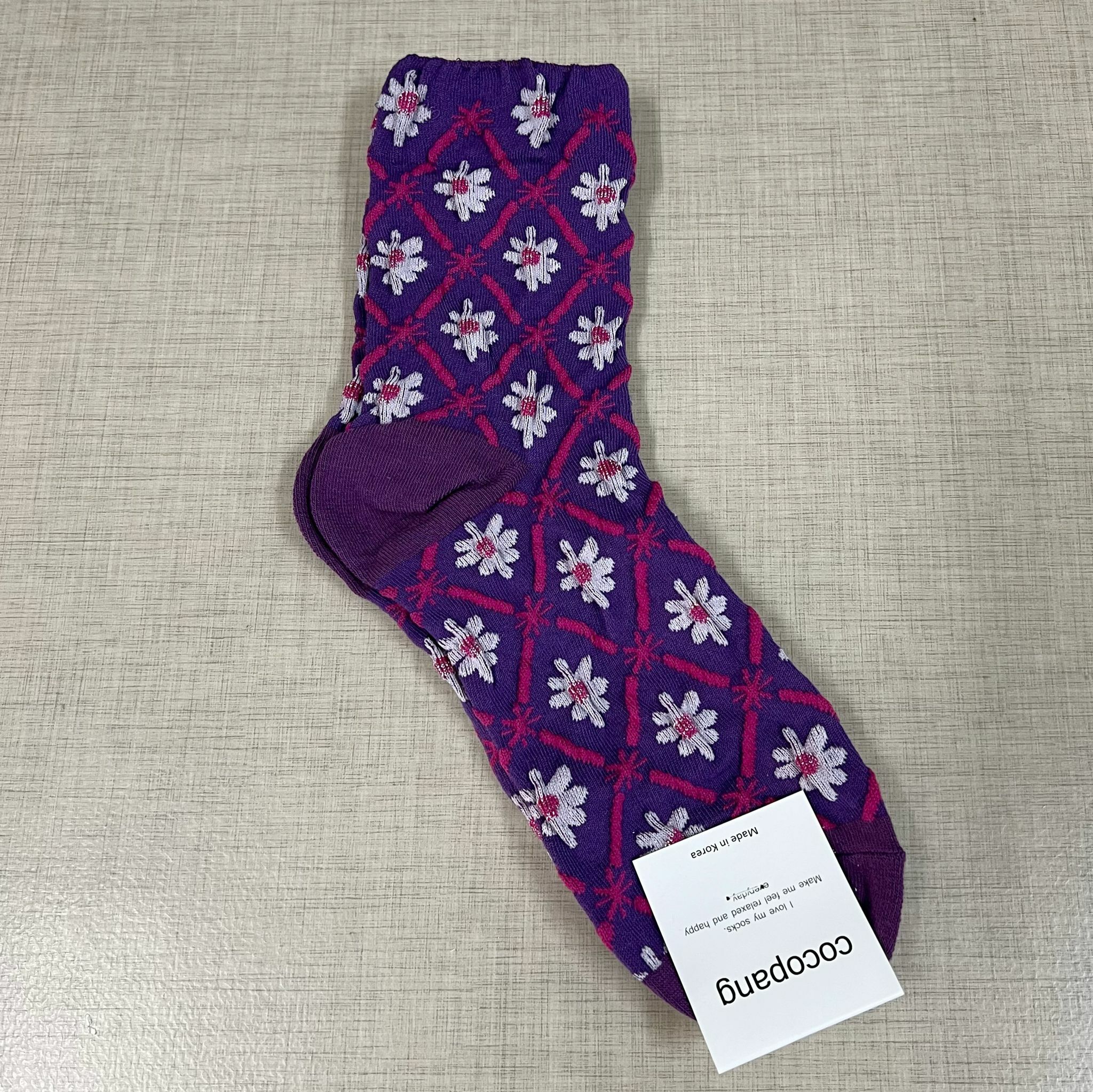 小花閃線碎花襪 AS60