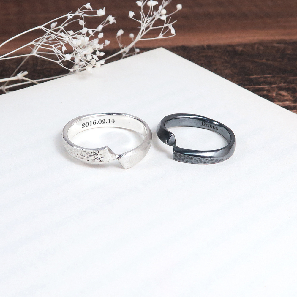 晝夜銀戒 刻字版 情侶對戒組 純銀戒指訂製