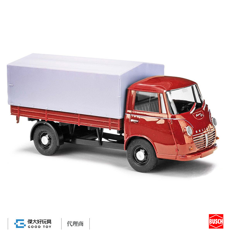 Busch 94211 (HO) Goliath Express 1100 平板貨車 附防雨蓬 紅色
