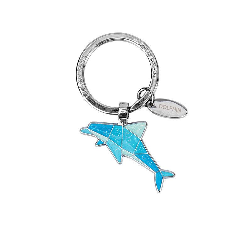 Light Blue Dolphin Origami Keychain