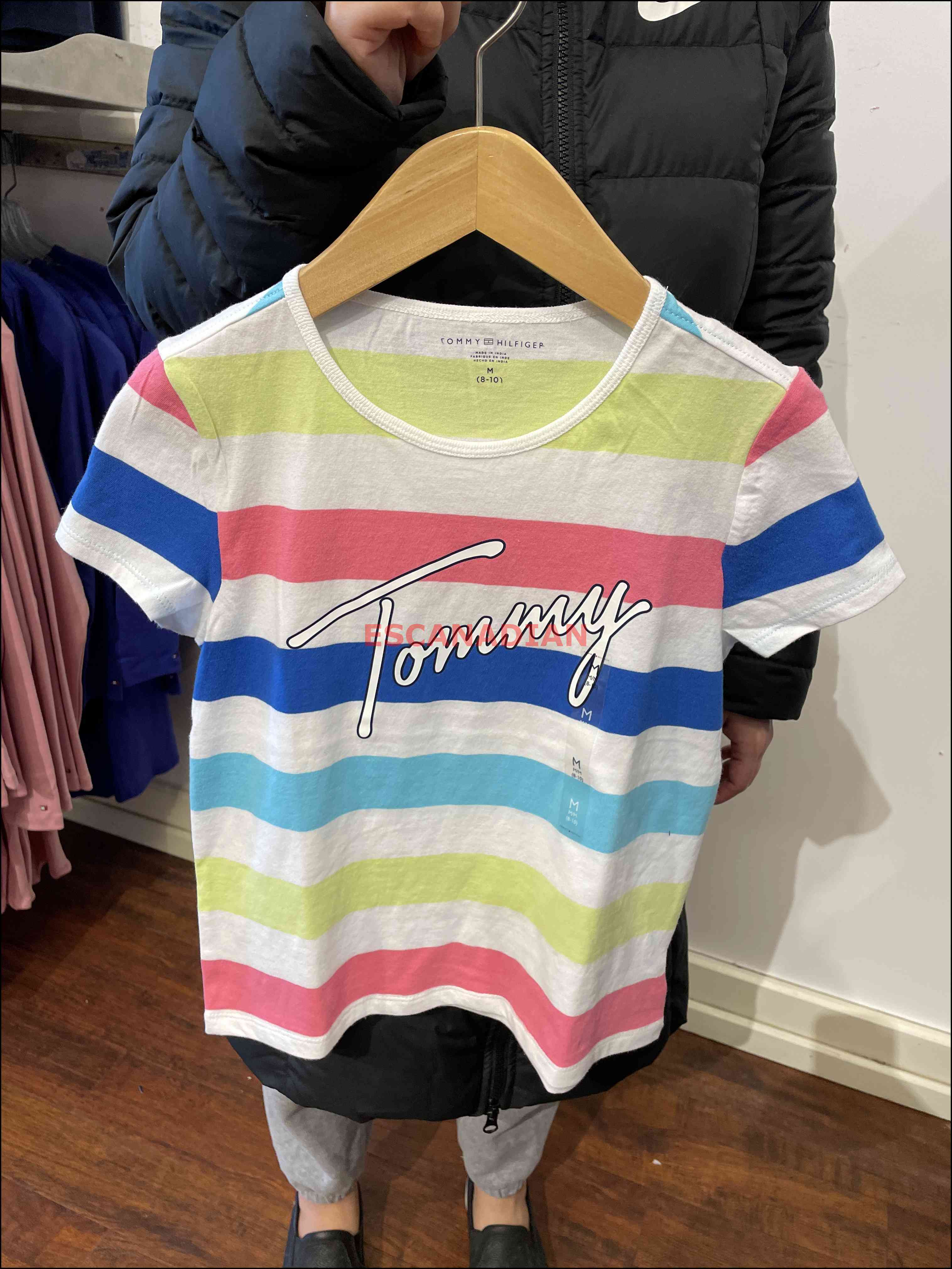 TOMMY 女大童 橫條 短TEE