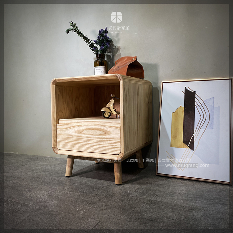 限時優惠-梣木簡約抽屜床頭櫃(僅此一組)