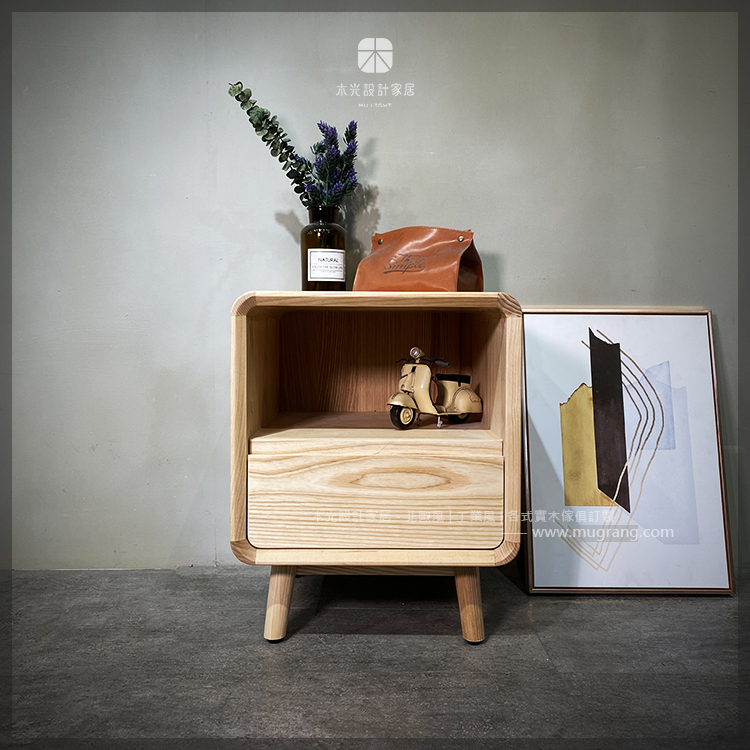 限時優惠-梣木簡約抽屜床頭櫃(僅此一組)