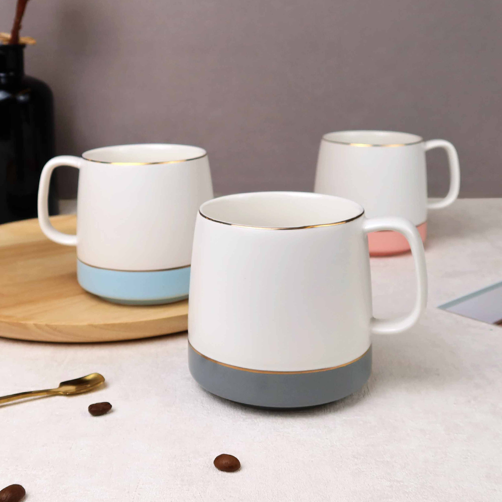 霧面氣質撞色描金馬克杯