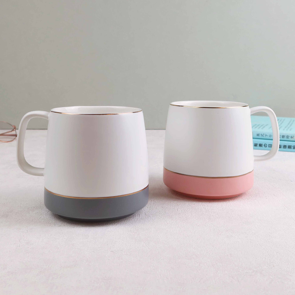 霧面氣質撞色描金馬克杯