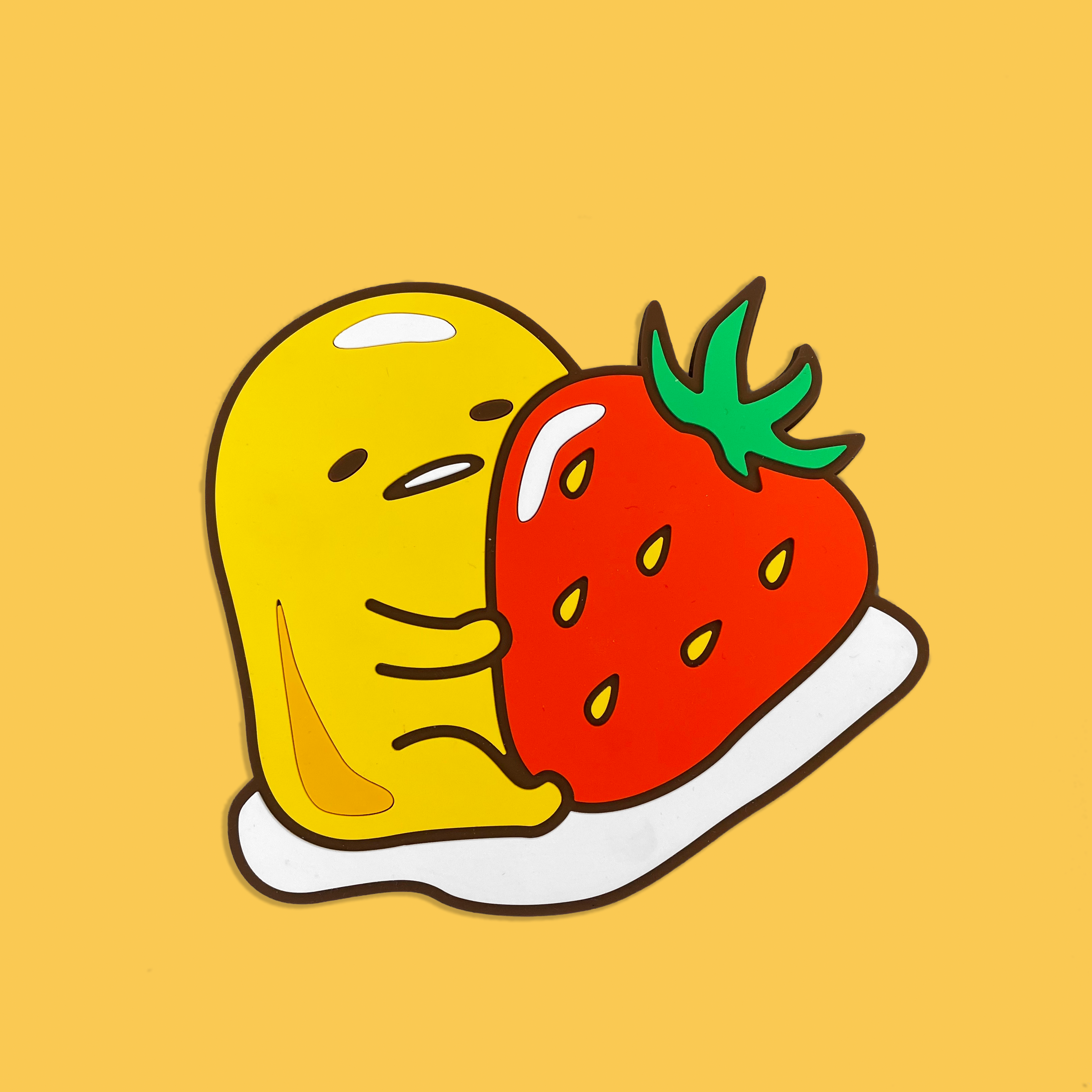 蛋黃哥-滴膠杯墊-草莓款