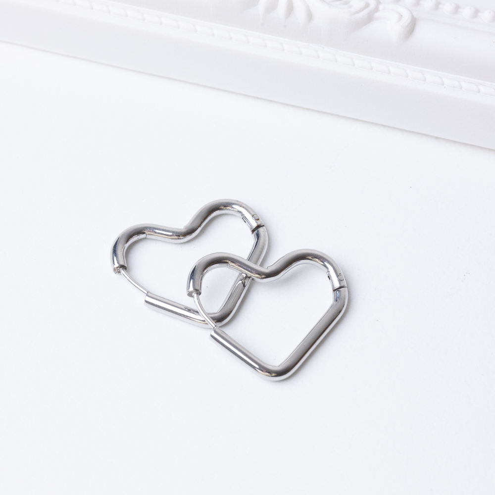 不怕水愛心鋼耳圈