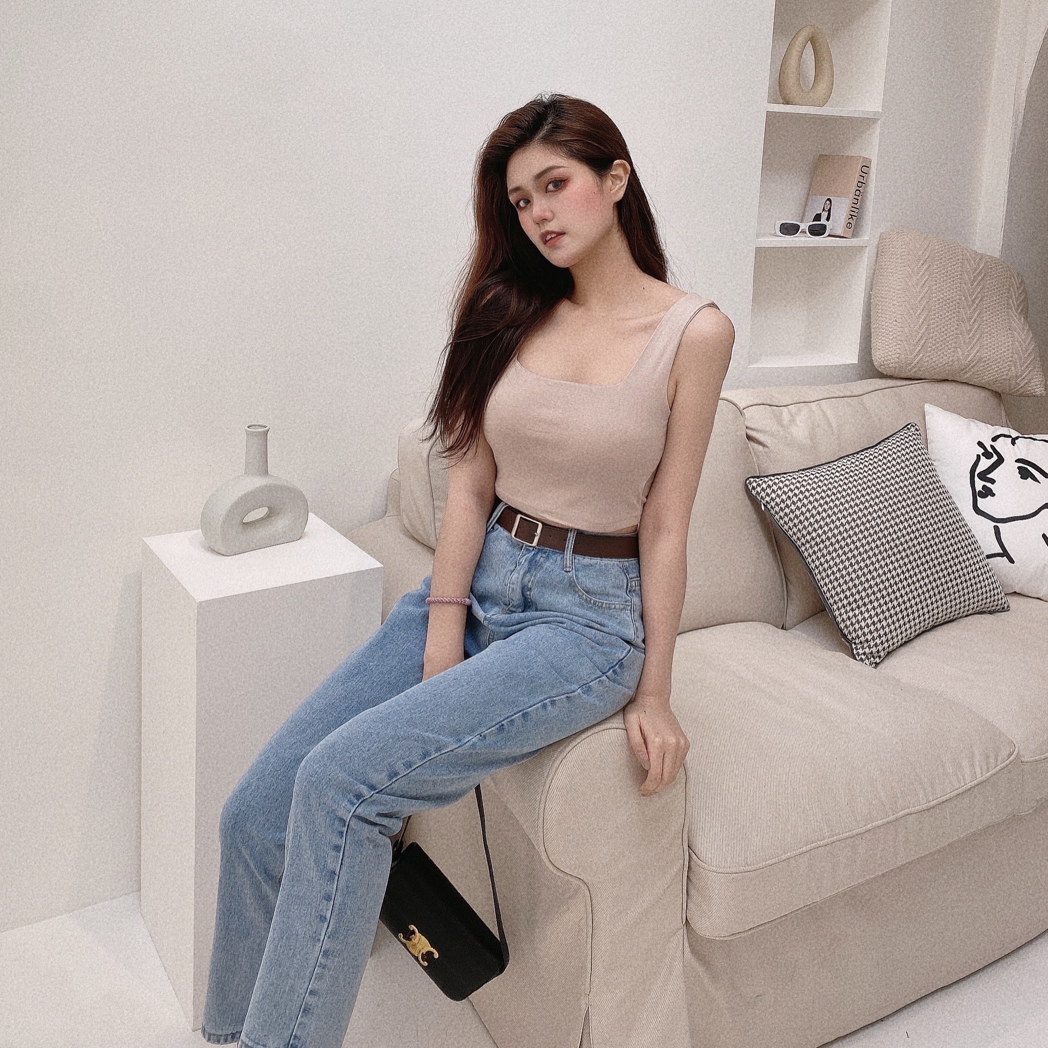 方領胸墊背心/七色