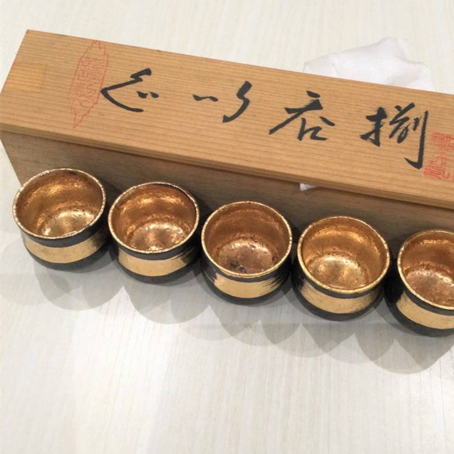 金彩吞杯 木盒套裝 (五入)