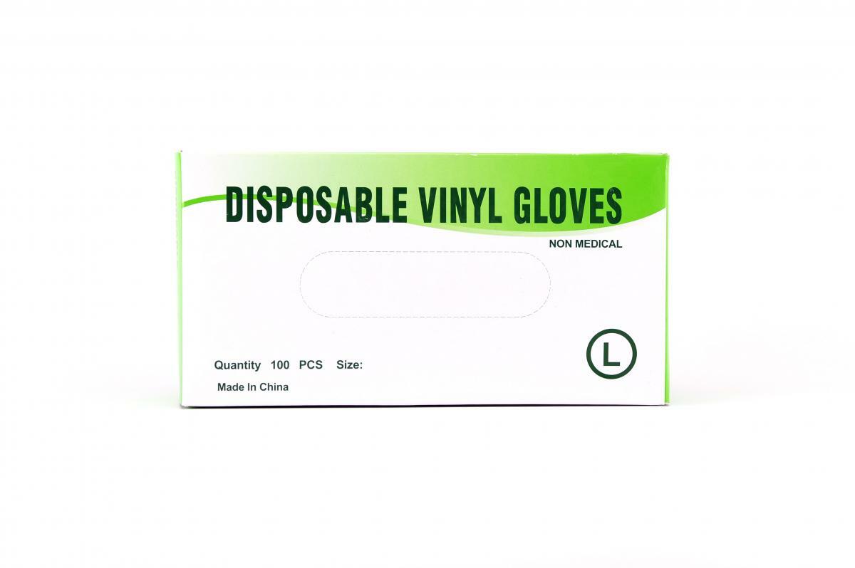 (大碼) (綠色盒) 一次性乙烯基手套 (100Pcs) 非醫用 Disposable Vinyl Gloves 塑料 一次性手套 染髮 衛生 BBQ 居家生活之良品 保護手部皮膚(非XPOWER品牌)
