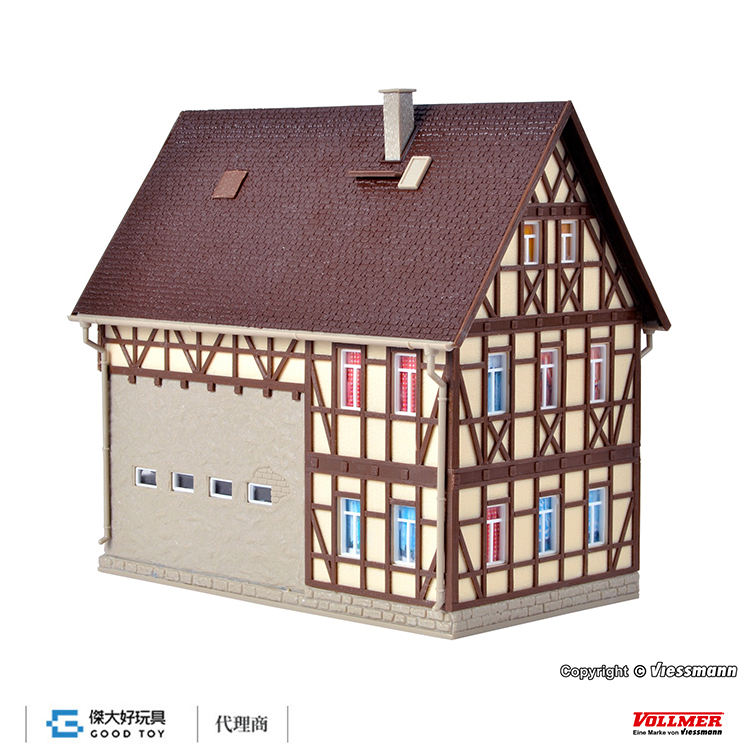 Vollmer 43731 HO Farm house with barn and yard gate