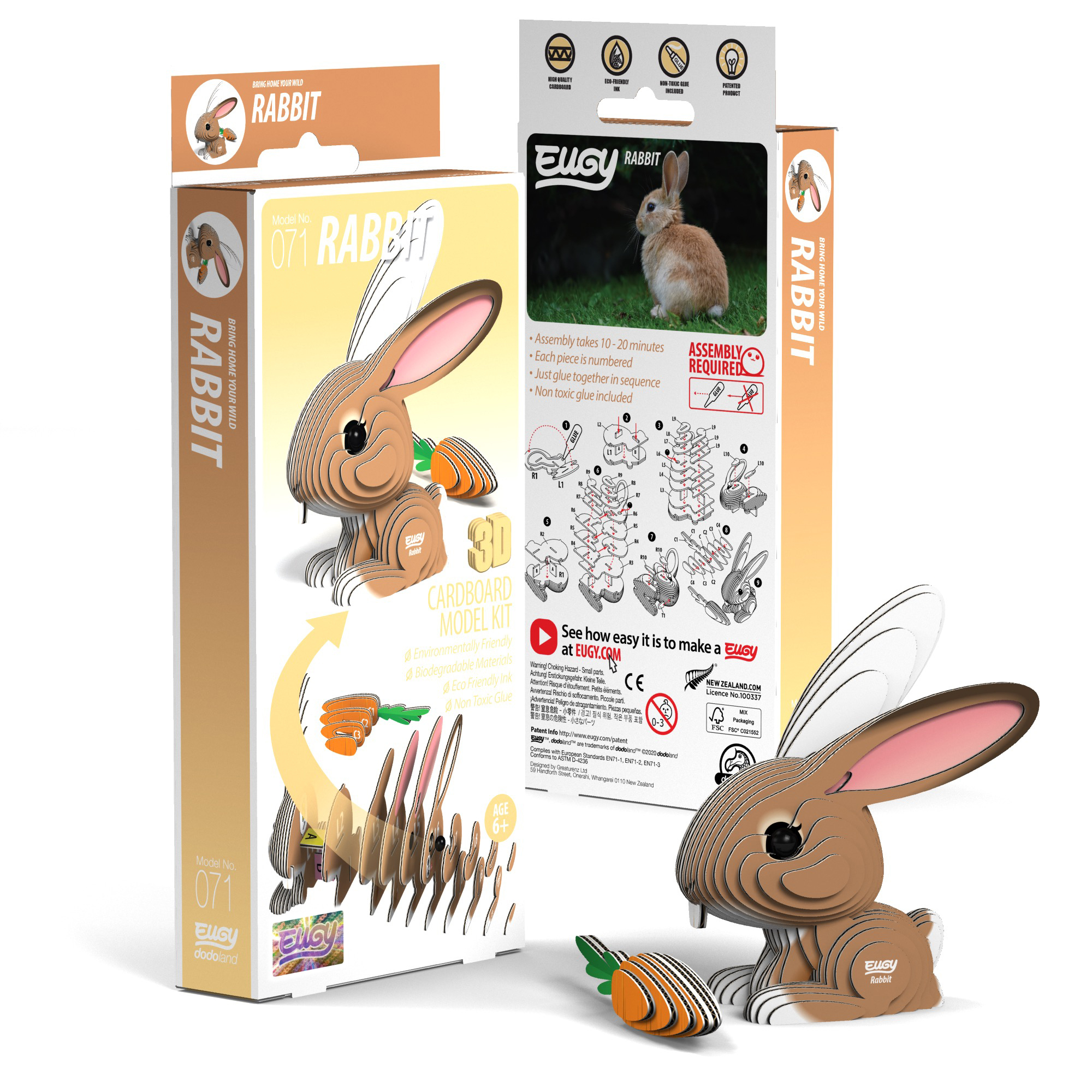 EUGY Rabbit 3D Cardboard Puzzle 