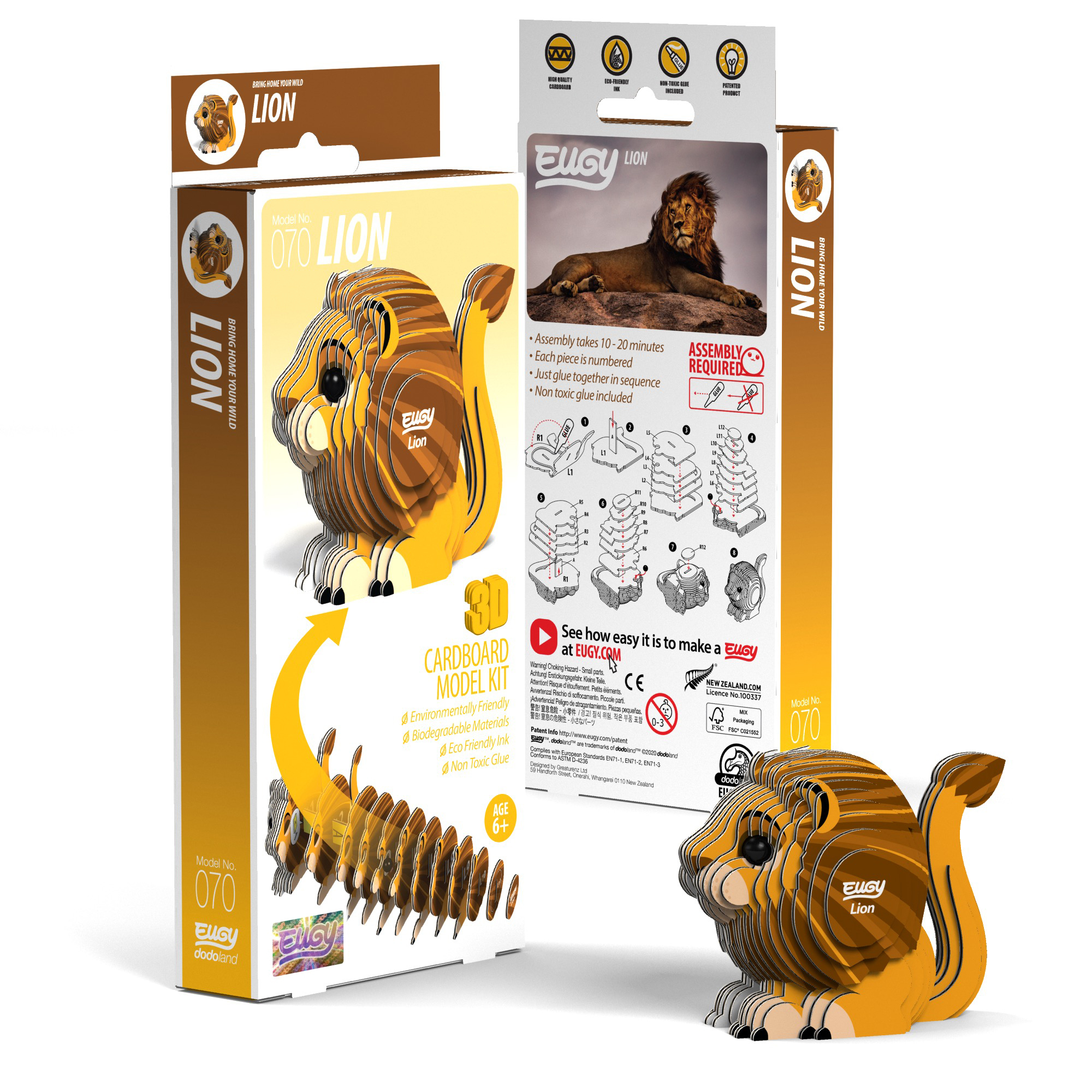 EUGY Lion 3D Cardboard Puzzle 