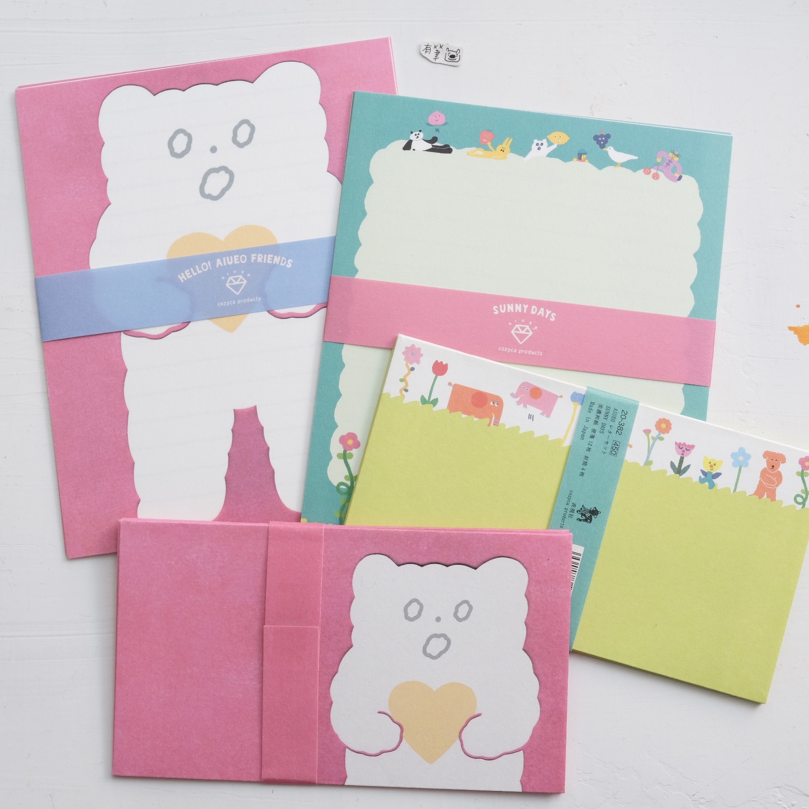 AIUEO 插畫信封信紙套組｜表現社 日本
