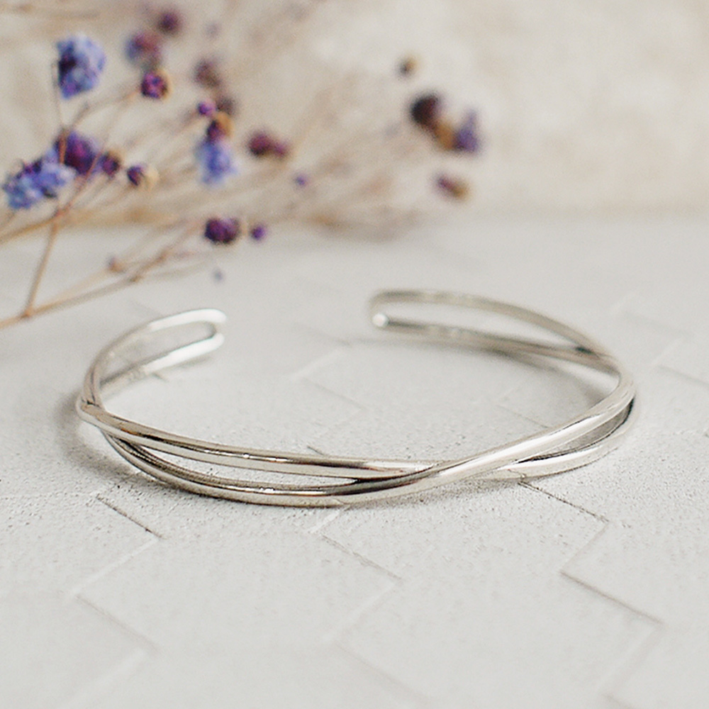 深情相擁純銀手環/SB012| 簡約 女生波浪手鐲 男生禮物 中性 聖誕禮物禮盒