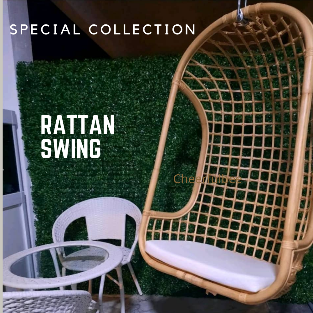Sturdy Comfy Rattan Indoor/Outdoor Hanging Chair/ Rattan Swing (FOC Cushion)