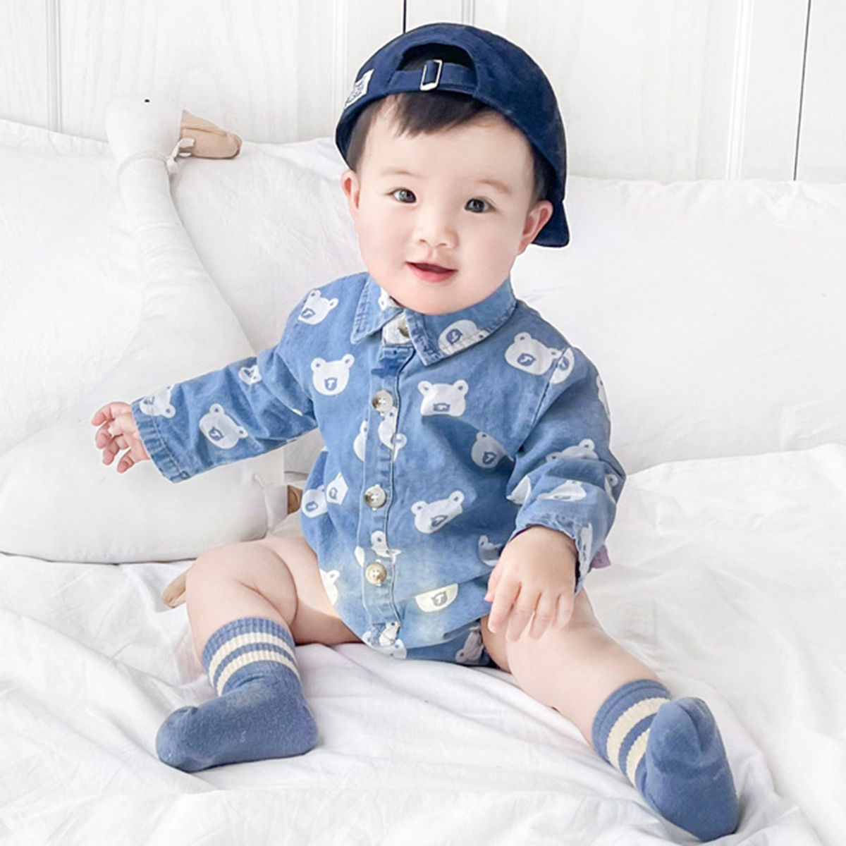 little bear 熊熊牛仔包屁衣