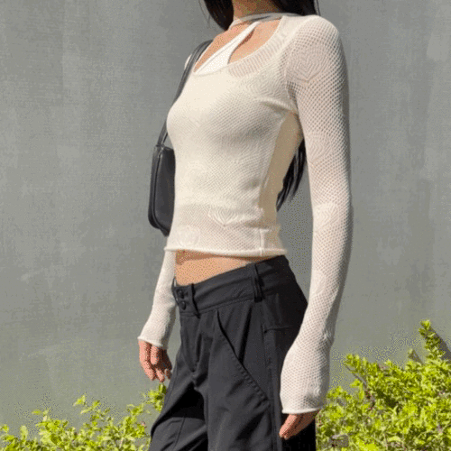 心型鏤空針織上衣