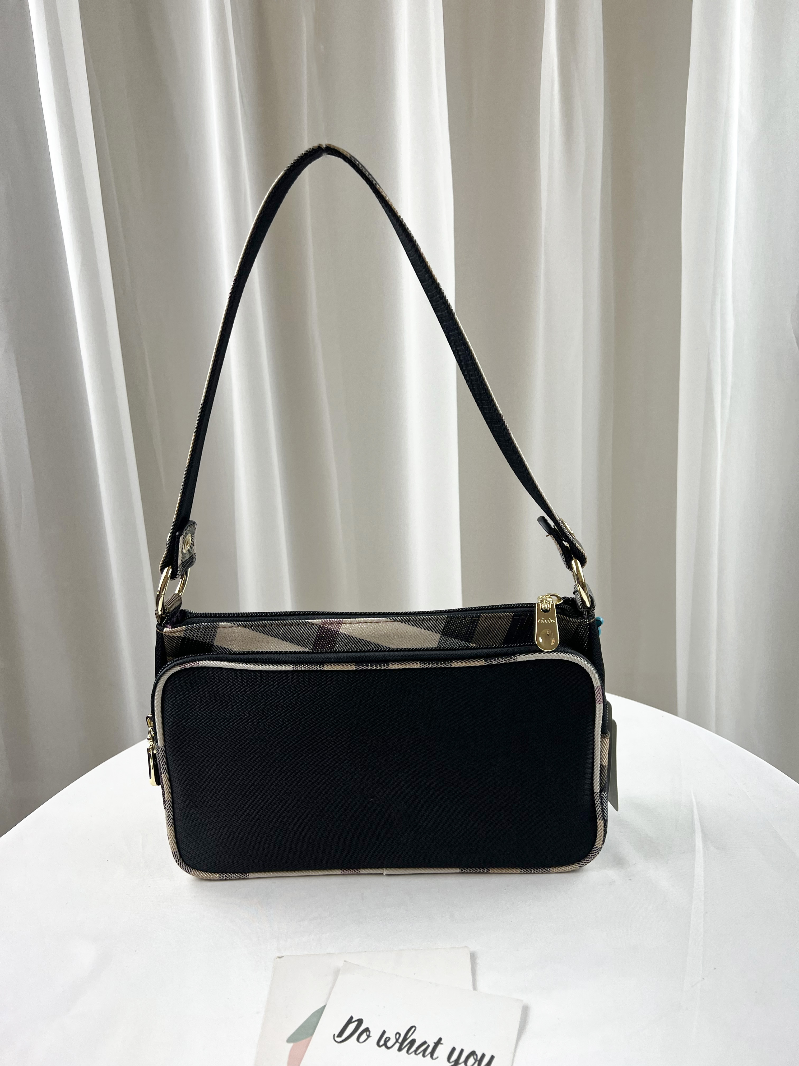 GOODS 金線大格黑 防潑水肩背包 / 側背包 #2048