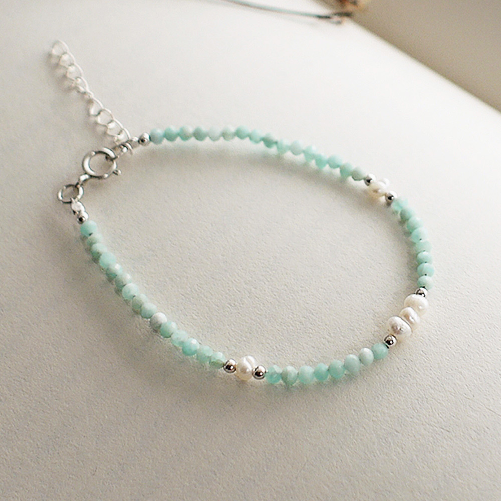 天河石圓舞曲純銀手鍊/SB005N| 天然水晶 喉輪 能量石手鏈 女生禮物 畢業禮物 七夕