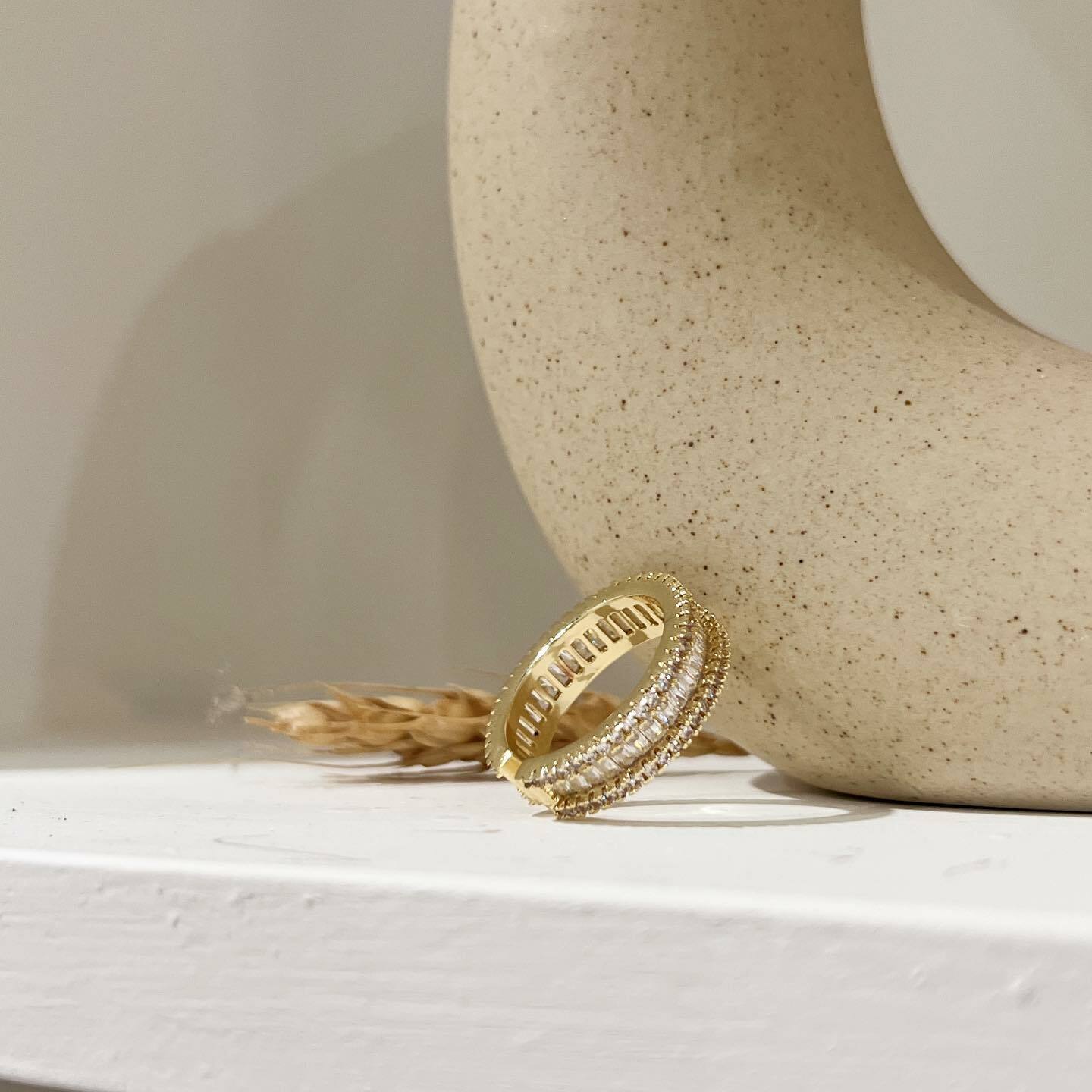 韓國排鑽鍍金戒指