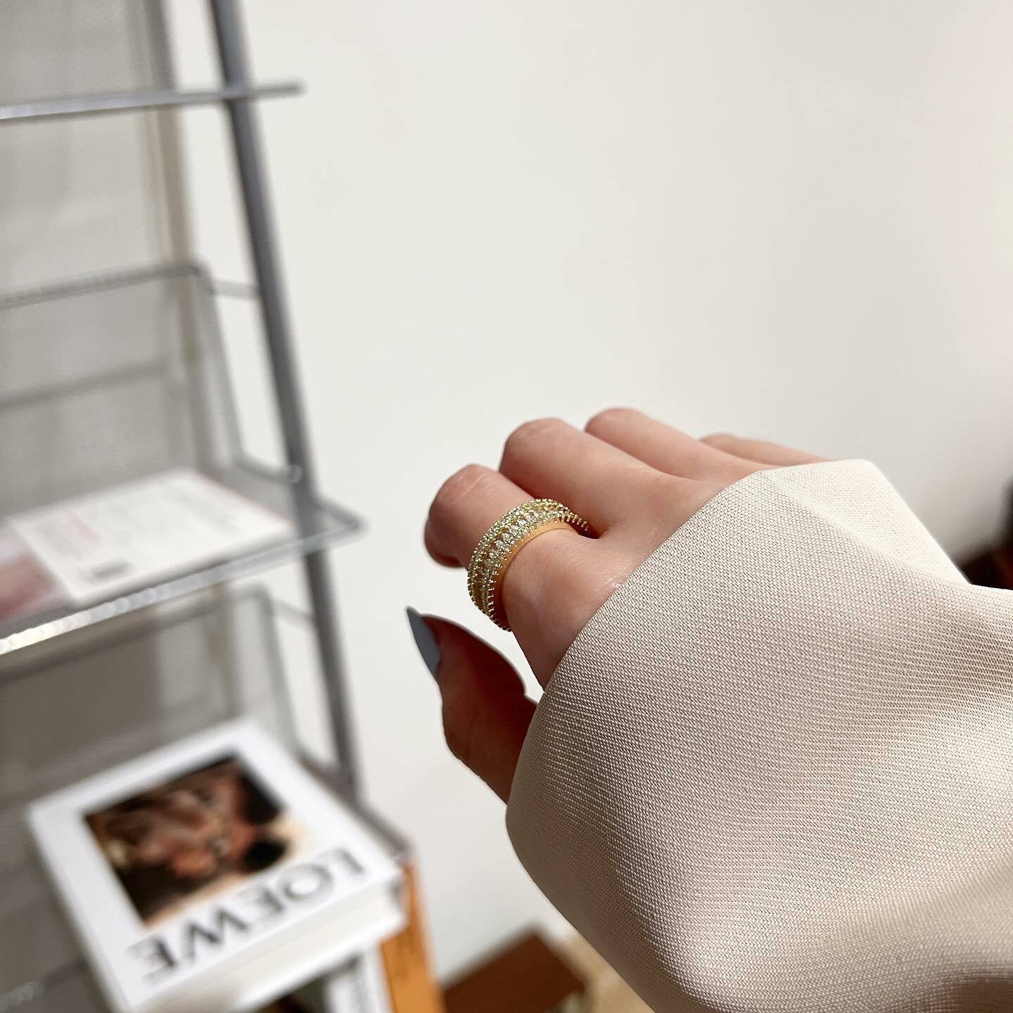 韓國排鑽鍍金戒指