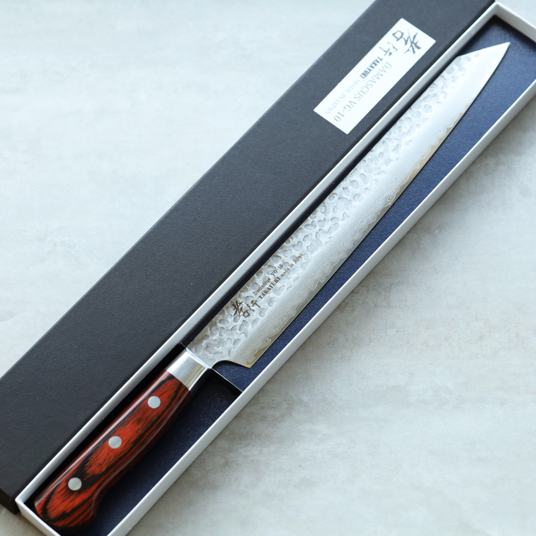 堺孝行 劍型柳刃 270mm VG10鋼 33層鎚目大馬士革 洋柄