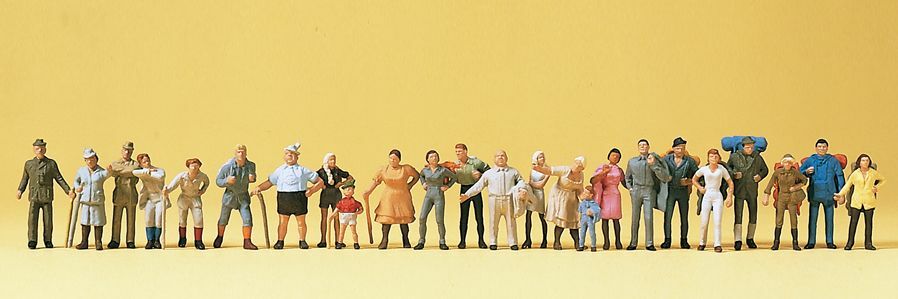 Preiser 14413 HO walkers + hikers, 24 St.