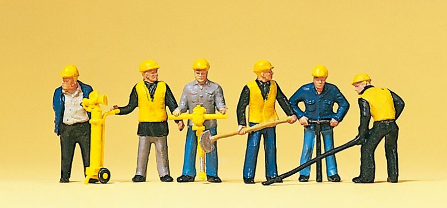 Preiser 10035 HO scale, Track construction crew with shovels and other tools