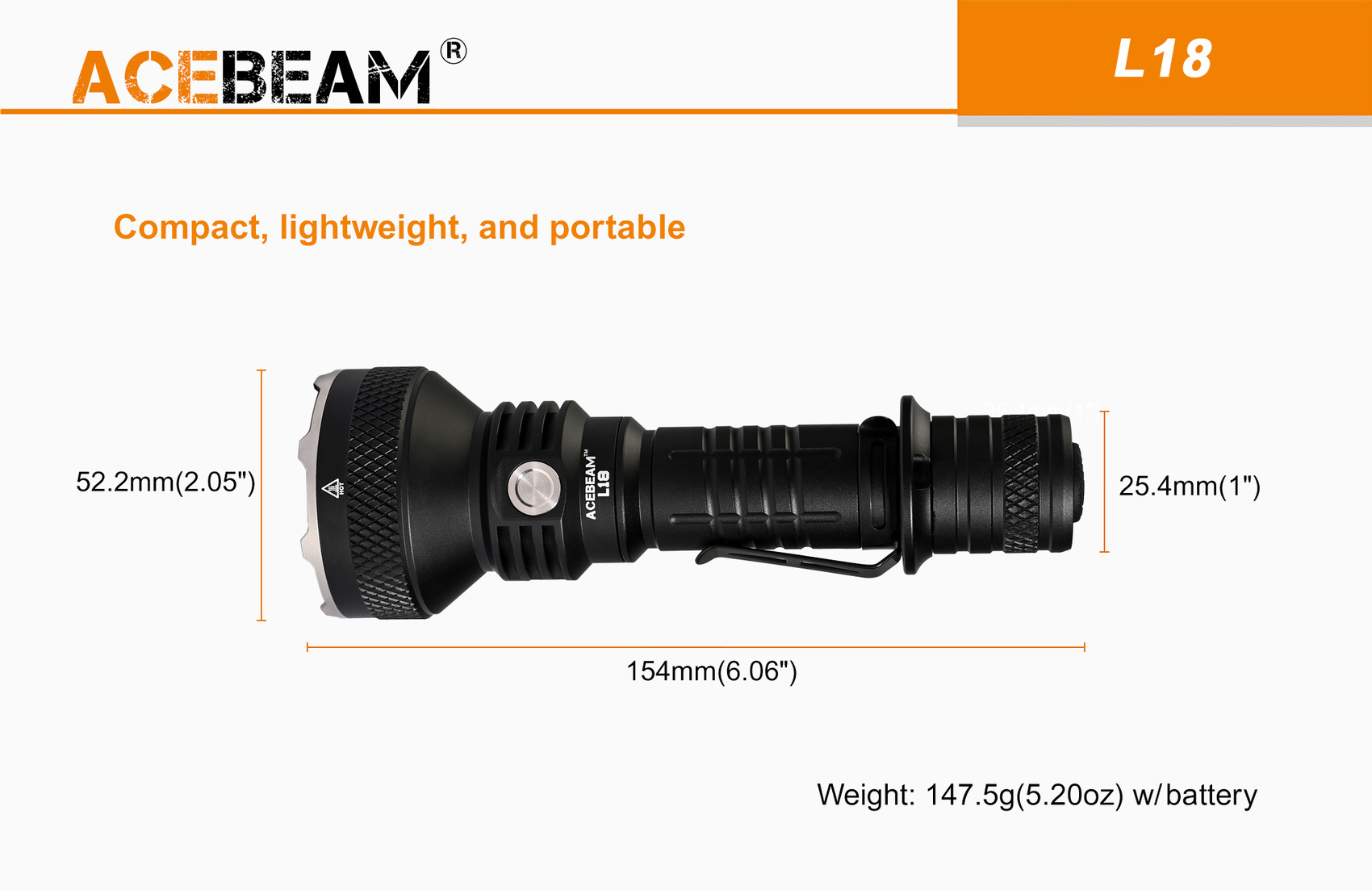 ACEBeam L18 1公里遠射21700 USB-C 充電電筒