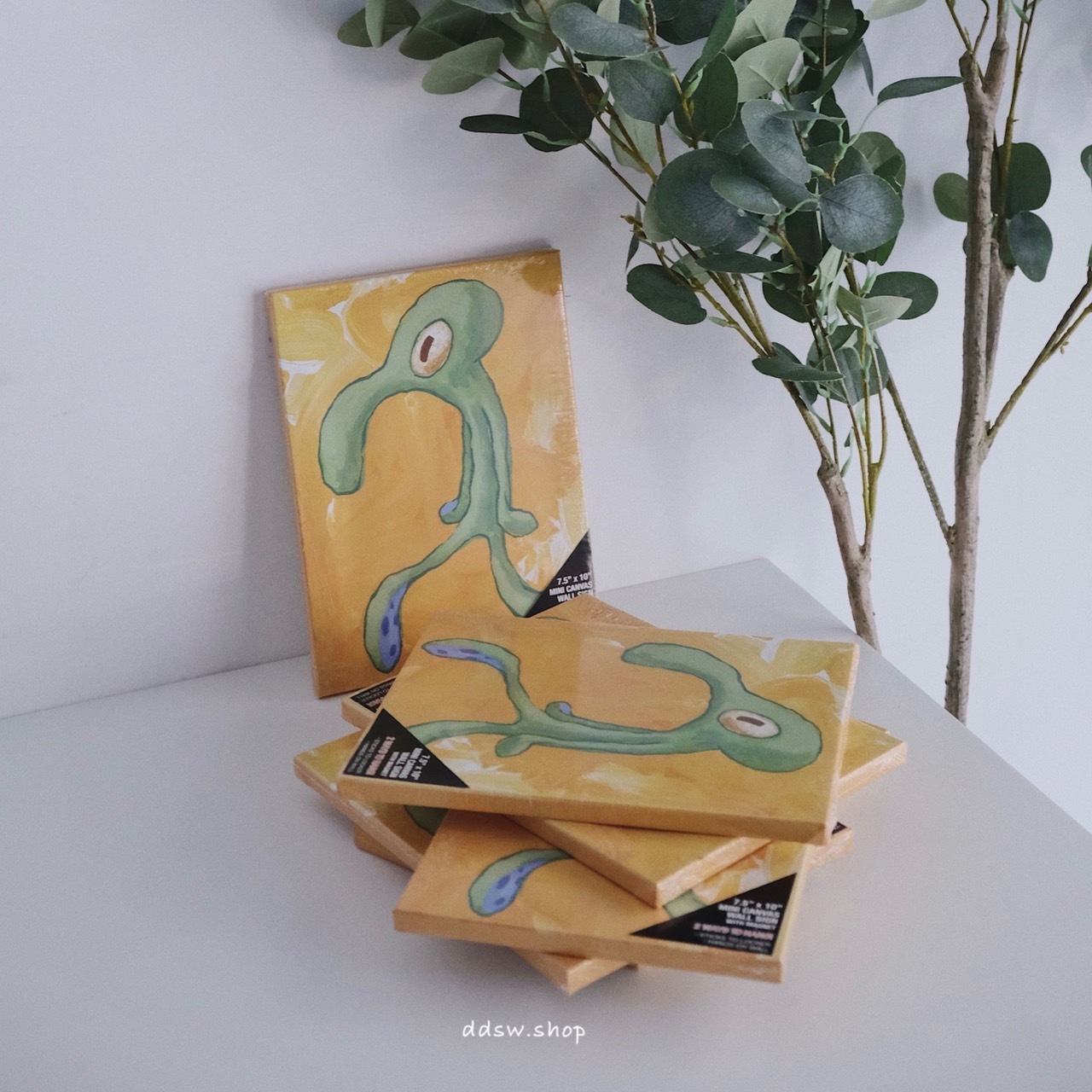 海綿寶寶 藝術品 章魚哥 光頭亮光光 布畫 國外限定