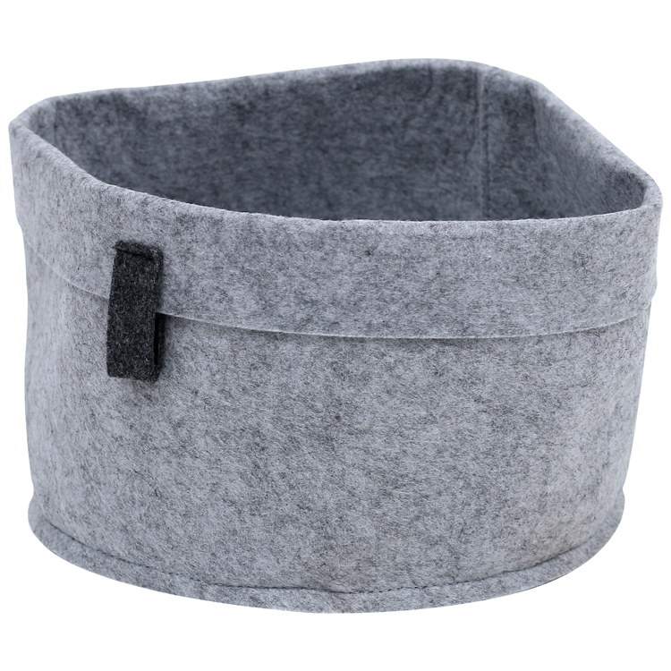 毛氈圓形收納盒/淺灰22x22x14cm