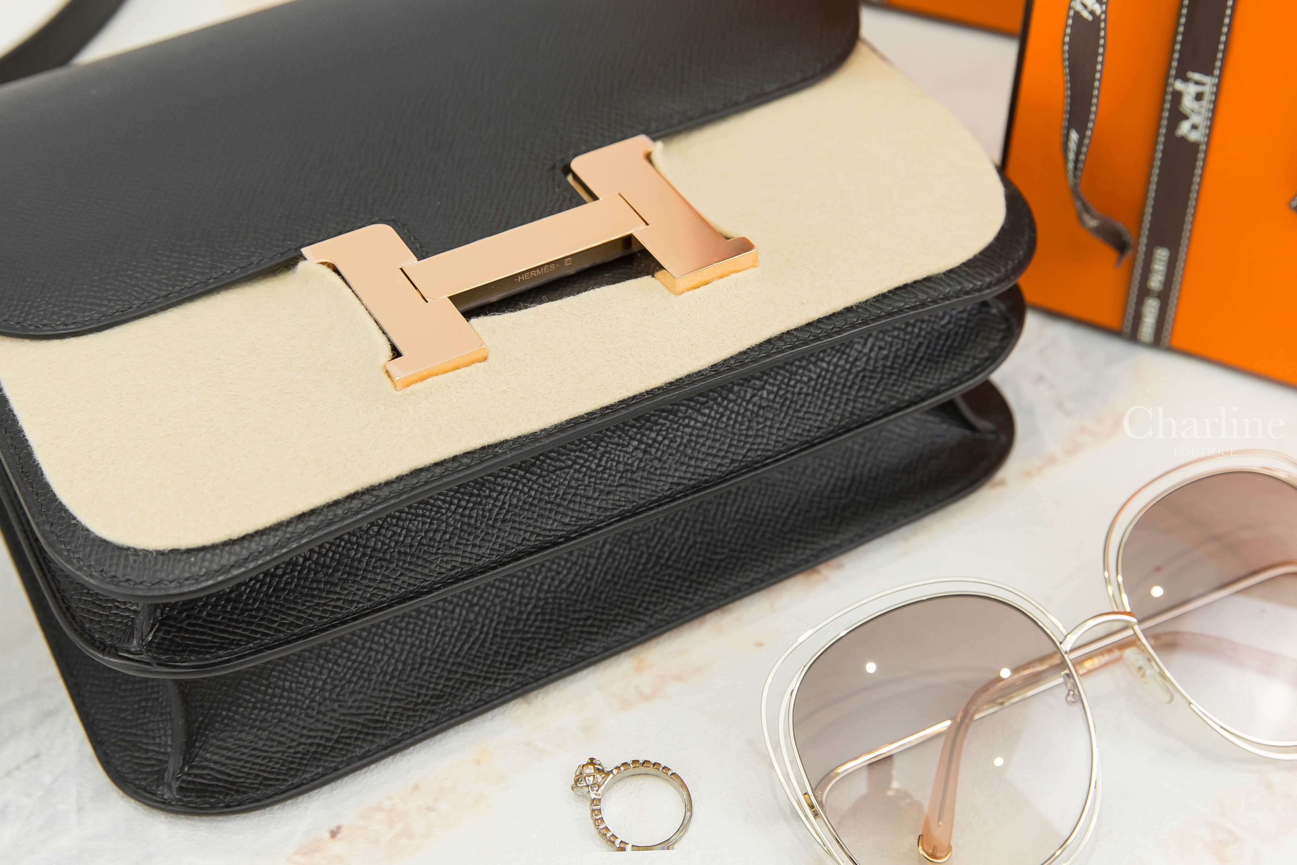 Hermès Constance III 24cm 89 Noir Epsom Z刻黑色玫瑰金釦-Charline Boutique 精品代購