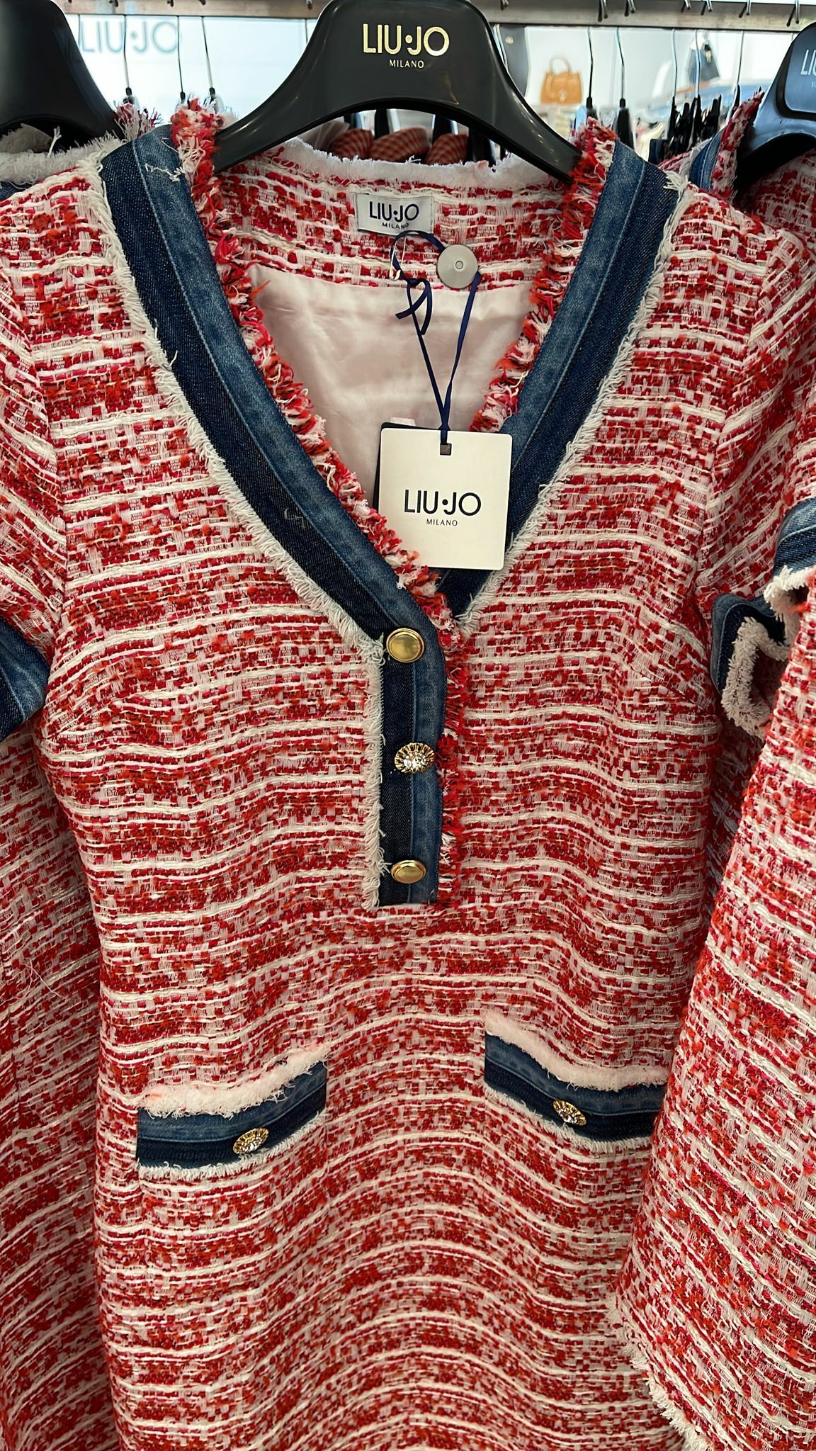 [E] LIU JO ABITO ROUGE BOUCLE DRESS,RED/WHITE, WA1102-T4784 (ELJ18)