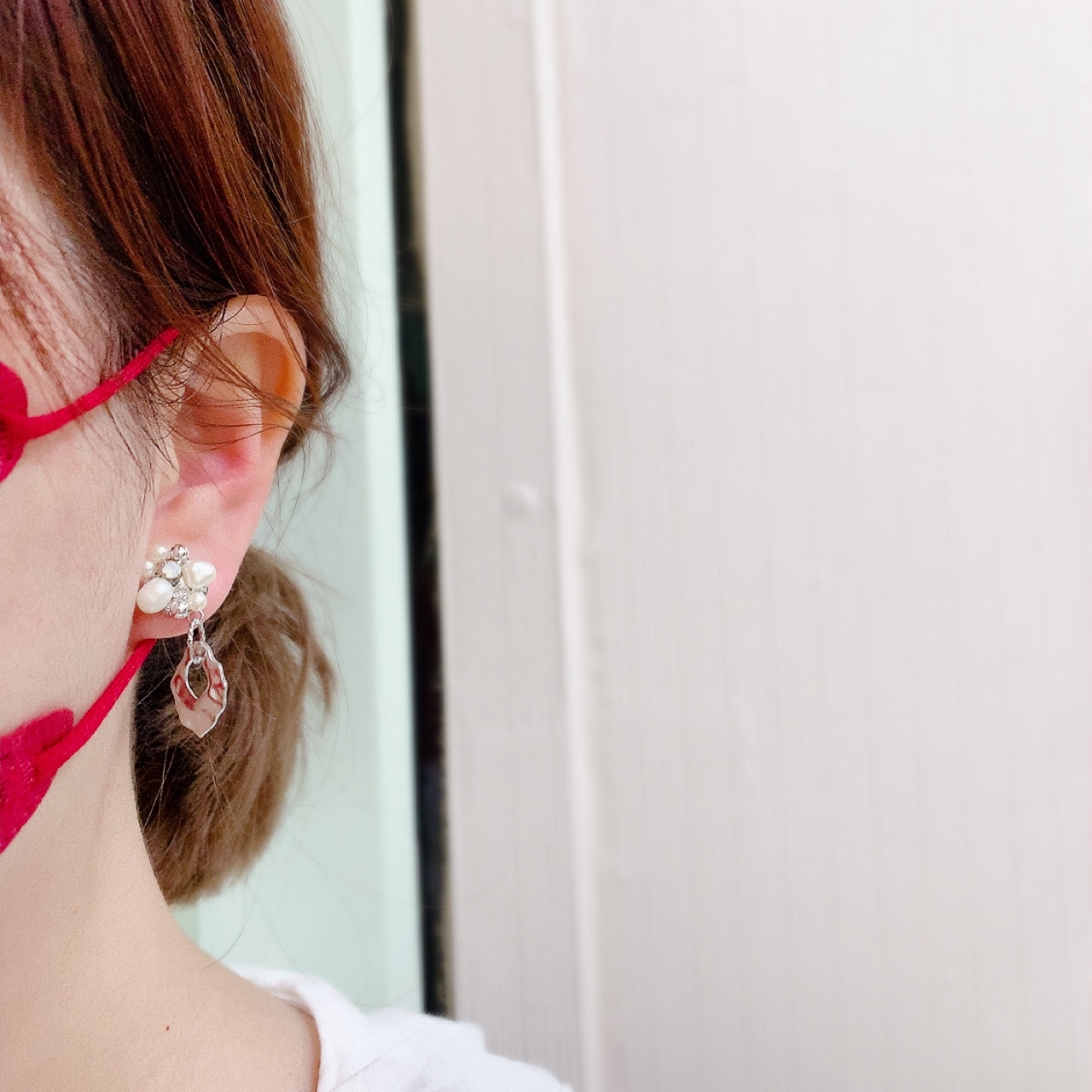 金屬淡水珍珠耳環