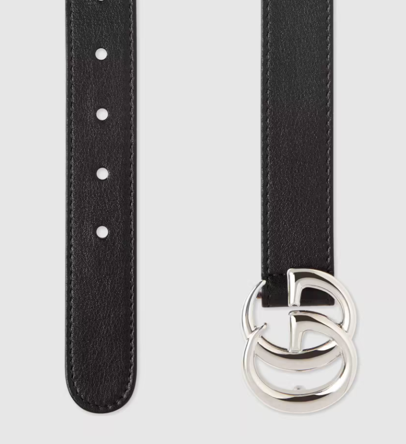 現貨｜GUCCI GG Marmont Leather Belt with Shiny Buckle Silver 2.5cm