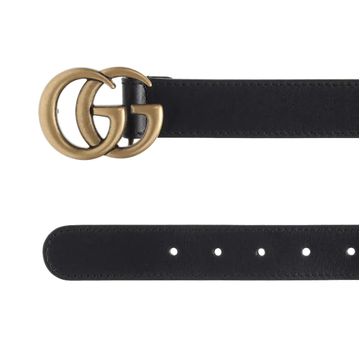 現貨｜GUCCI GG Leather Belt with Double G Buckle Gold 2.5cm
