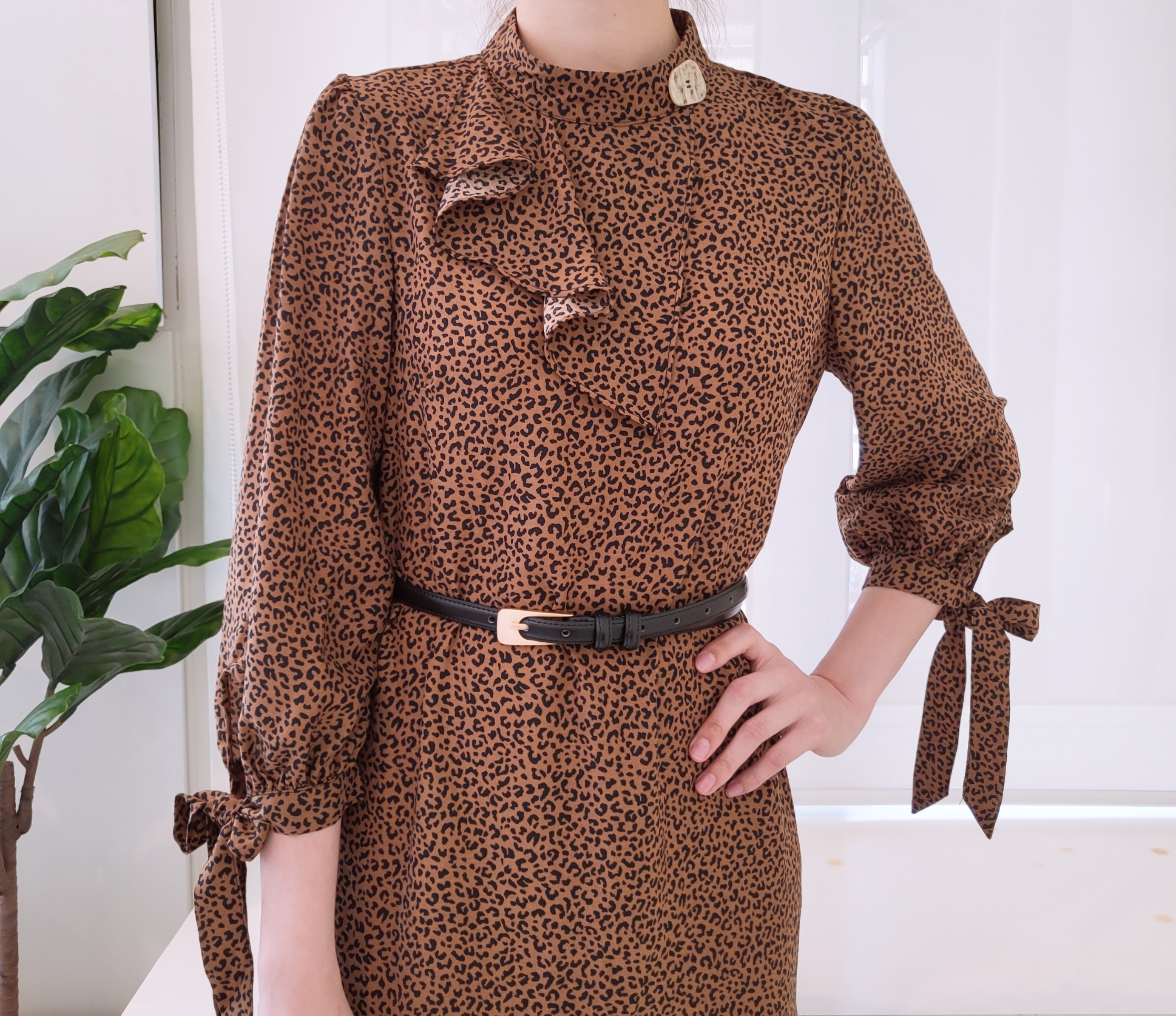 LEOPARD PRINT MIDI DRESS (WITHOUT BELT)