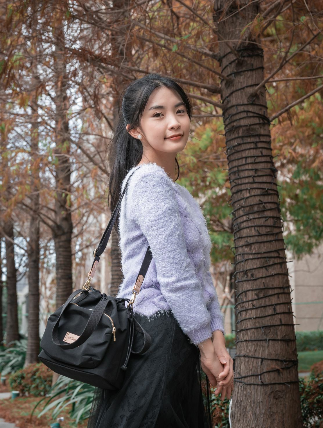 肩背包 黑色包包 黑色包 斜背包 手提包 Soldier 捕夢網束口包 satana SOS2810 黑色 KOL推薦 IG網紅 @部落客洛克夫人