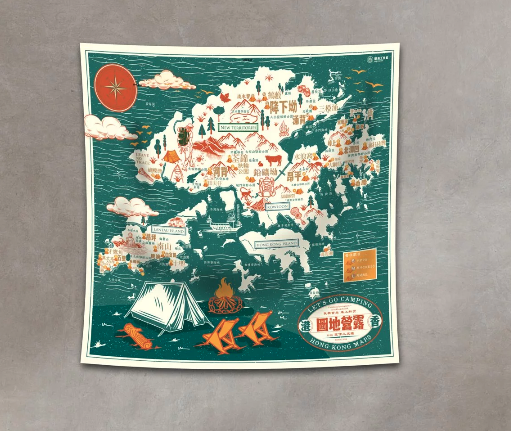 鐵皮工作室 - 香港露營地圖｜內附明信片一張 | 精美鐵盒裝｜紀錄本地人事物｜香港設計