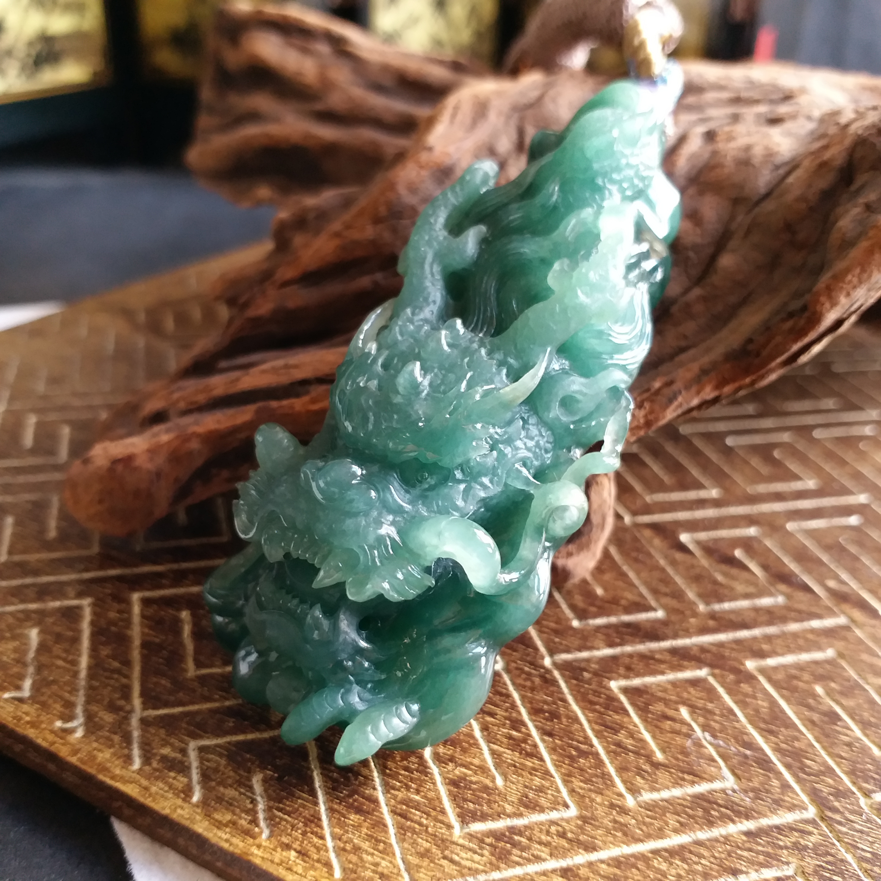 滿綠神龍護主, 天然翡翠A玉, 緬甸玉, Jade, Jadeite