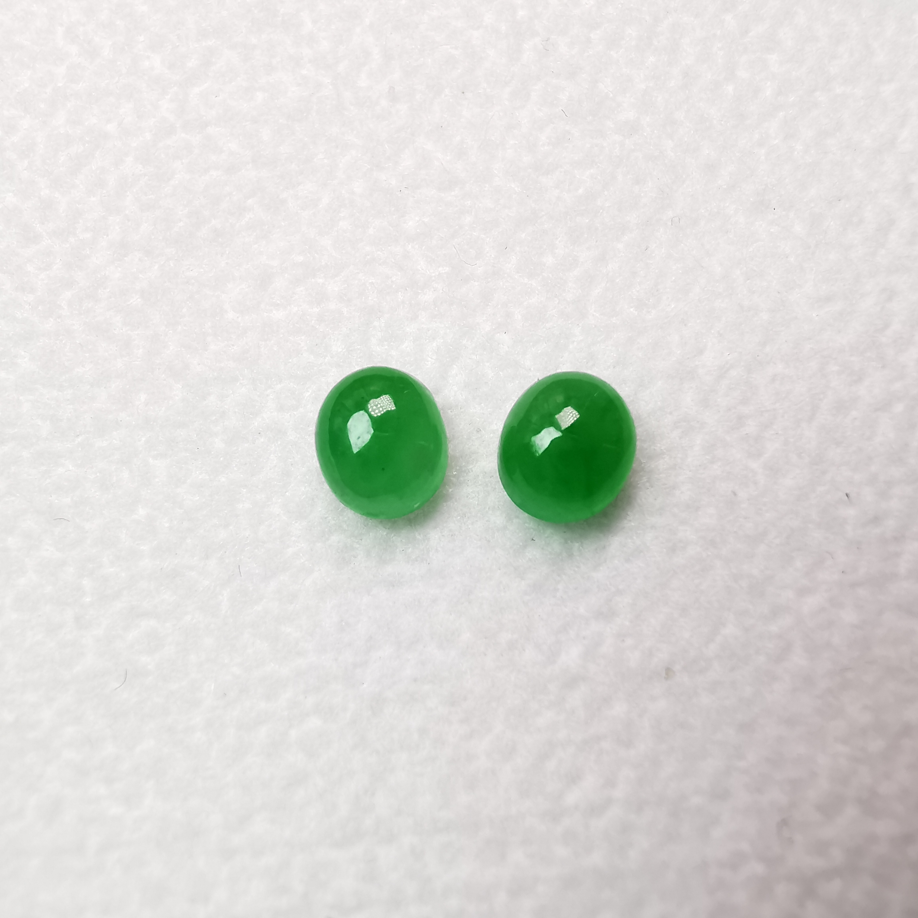 冰正陽綠小蛋面一對, 天然翡翠A玉, 緬甸玉, Jade, Jadeite