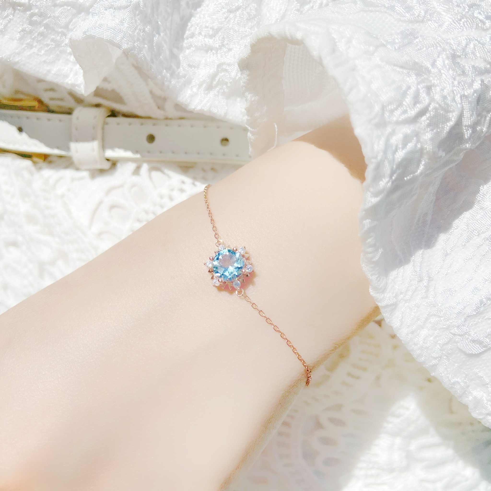 | 925純銀・厚鍍玫瑰金・ 托帕石 | 初夏向日葵手鏈 | BR0580 |