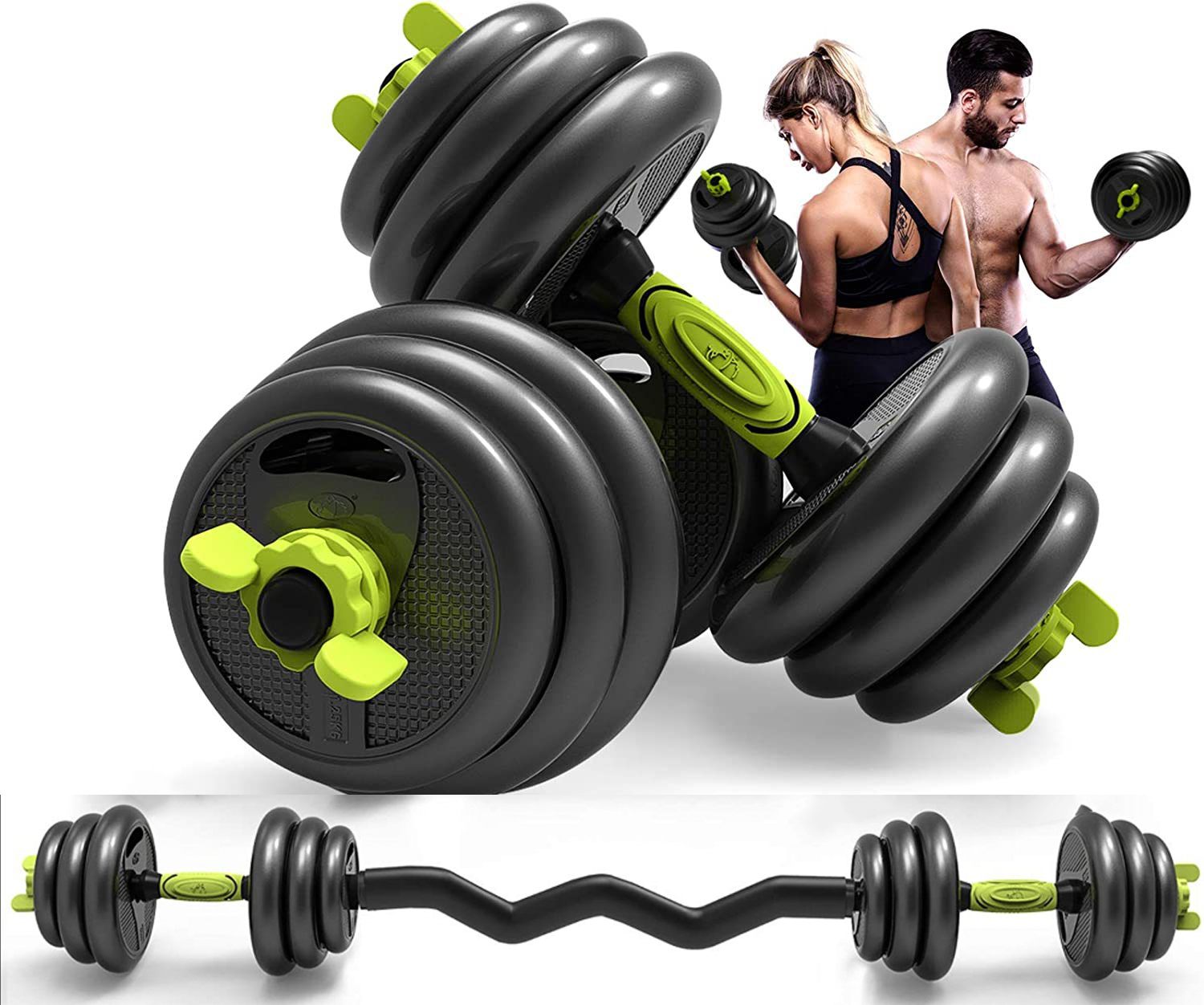 Adjustable Weight Dumbbell and Barbell Set 3in1 Dumbb