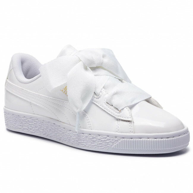 Puma Basket Heart Patent White/Pink (GS)  364817-02