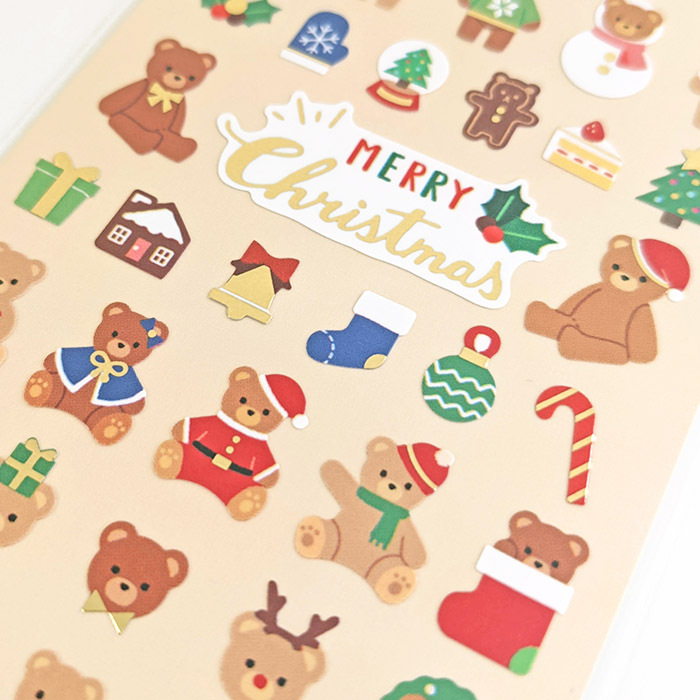 Mind Wave Christmas Sticker－Christmas Bear (Japanese Stationery Brand)
