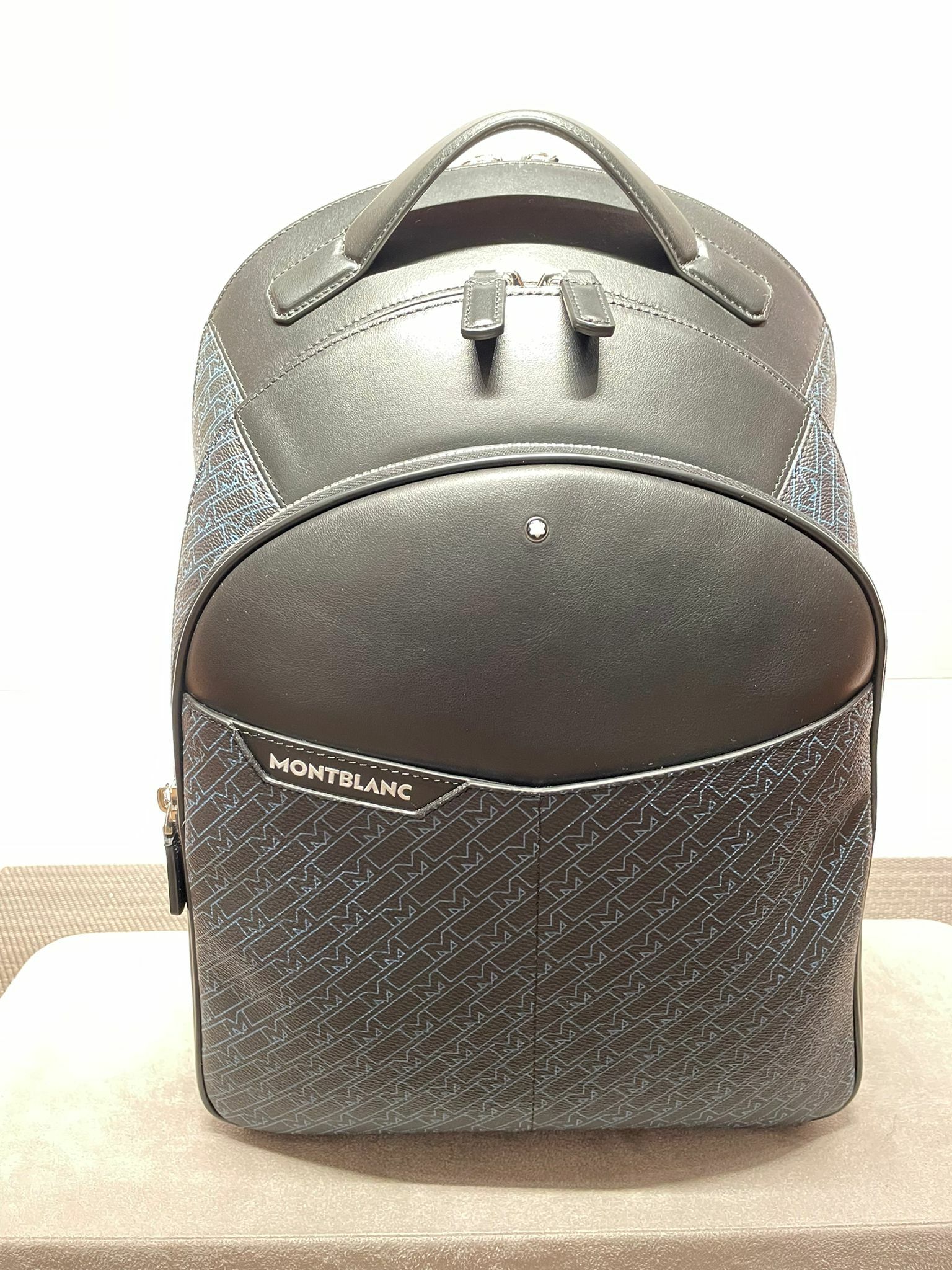 MONTBLANC MEN LEATHER BACKPACK WITH M PRINT